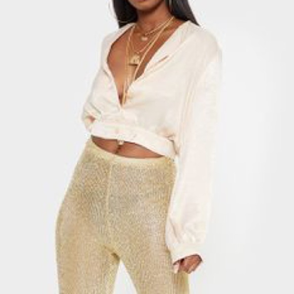 PRETTYLITTLETHING champagne satin top